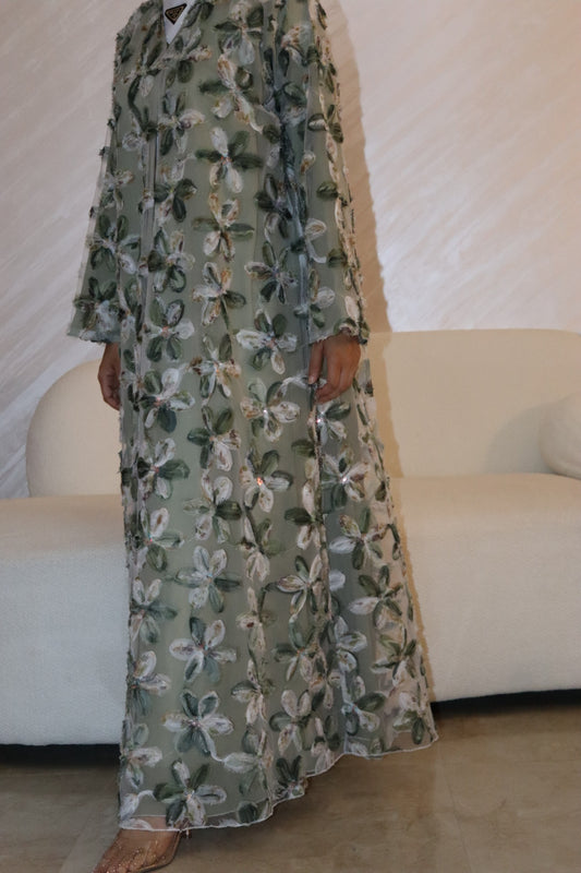 Green blossom abaya